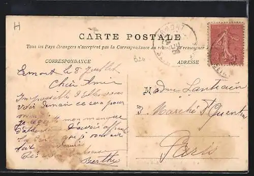 AK Ermont, Rue de la Station avec passants devant le bâtiment industriel