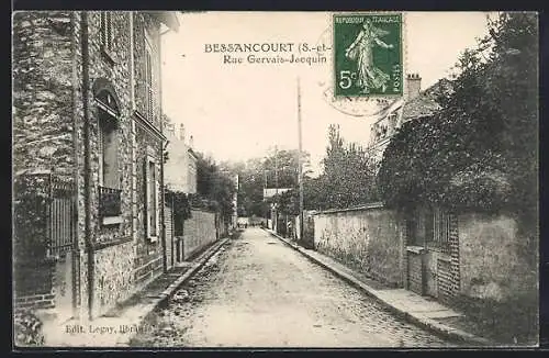 AK Bessancourt, Rue Gervais-Jacquin avec maisons bordées d`arbres