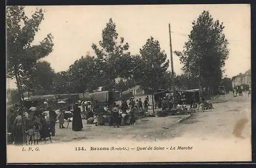 AK Bezons, Quai de Seine, Le Marché