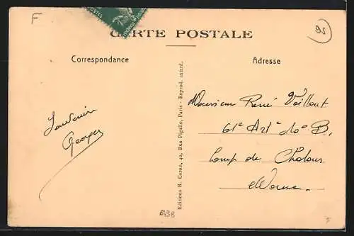 AK Orgemont, Rue des Flamands avec vue sur les maisons et un cycliste