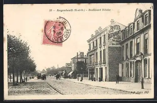 AK Argenteuil, Boulevard Héloïse avec Hôtel et Restaurant