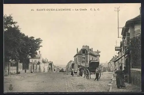 AK Saint-Ouen-l`Aumône, La Girafe et scène de rue animée