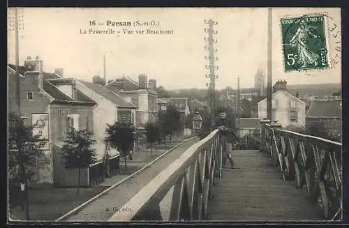 AK Persan, La Passerelle, Vue sur Beaumont