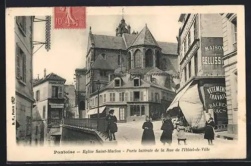 AK Pontoise, Église Saint-Maclou et porte latérale de la Rue de l`Hôtel-de-Ville