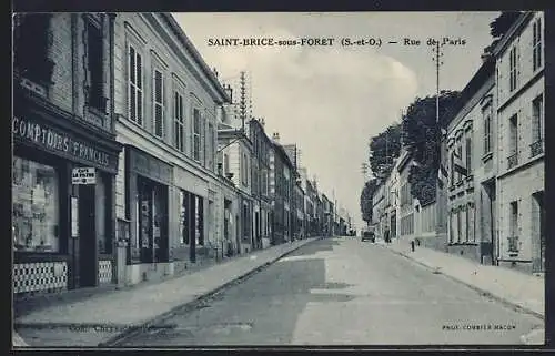 AK Saint-Brice-sous-Forêt, Rue de Paris avec commerces et facades traditionnelles