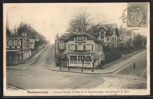 AK Montmorency, Avenue Emilie et Rue de la Gendarmerie, vue prise de la Gare