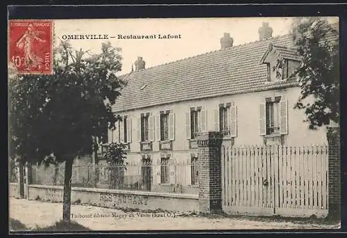 AK Omerville, Restaurant Lafont avec clôture et arbres à l`avant