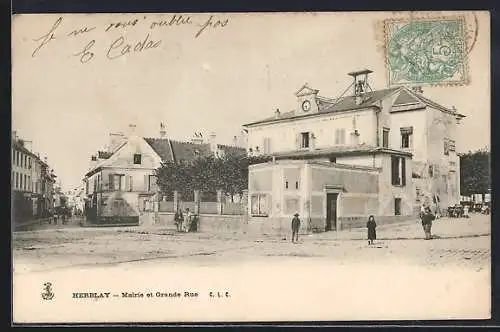 AK Herblay, Mairie et Grande Rue