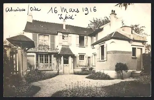 AK Asnières, Maison avec jardin en 1916