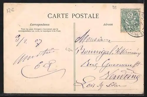 AK Saint-Leu-Taverny, Rue du Château animée avec passants et commerces