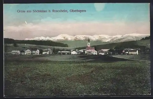 AK Söchtenau b. Rosenheim, Blick auf den Ort