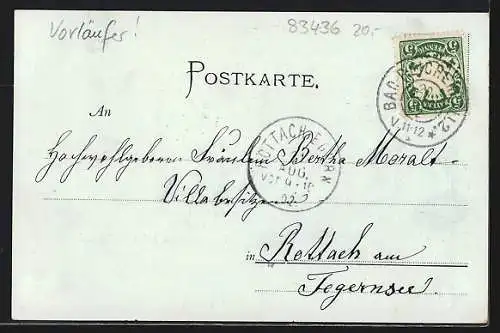 Mondschein-AK Bad Reichenhall, Ortsansicht mit Alpen, Partie an der Kirche