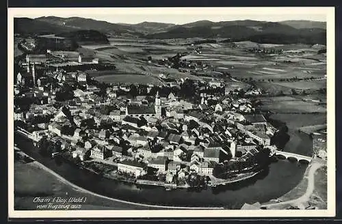 AK Cham /Bay. Wald, Ortsansicht vom Flugzeug aus