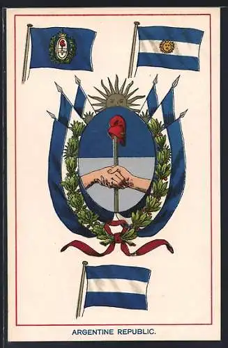 AK Argentine Republic, Coat-of-Arms and Flags