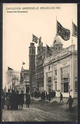AK Bruxelles, Exposition Universelle 1910, Avenue des Concessions