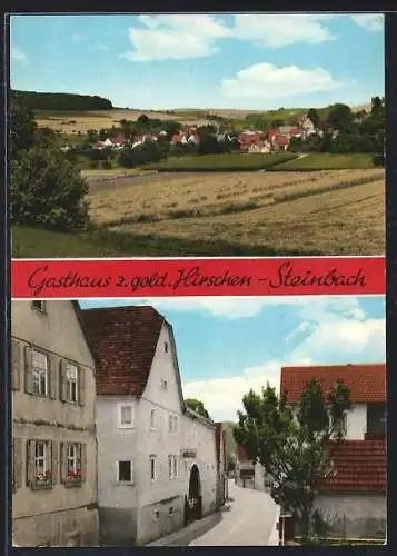 AK Steinbach / Würzburg, Gasthaus zum goldenen Hirschen, Panorama