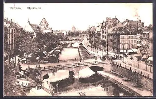 AK Strassburg, Illpanorama aus der Vogelschau, Strassenbahn