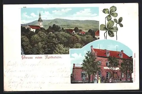 AK Sohland a. Rotstein, Ortspartie mit Kirche, Gasthaus Rothstein
