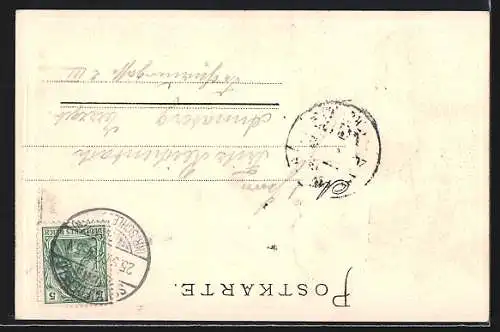 Passepartout-Lithographie Vesser, Adlersberg-Stutenhaus, Mädchen in Tracht