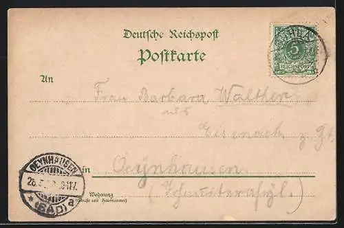 Lithographie Ruhla, Blick vom Carl Alexander-Turm auf den Ort