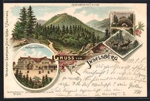 Lithographie Inselsberg, Gothaisches Hotel, Thorstein