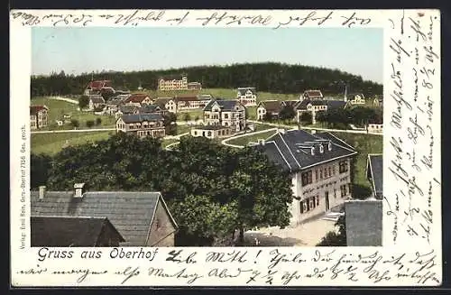 Goldfenster-AK Oberhof / Th., Ortsansicht mit Bürgerhäusern mit leuchtenden Fenstern
