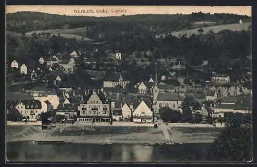 AK Wehlen /Sächs. Schweiz, Ortsansicht aus der Vogelschau