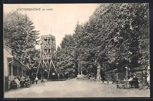 AK Gernrode / Harz, Aussichtsturm und Restaurant Viktorshöhe