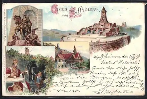Lithographie Kyffhäuser, Kaiserdenkmal
