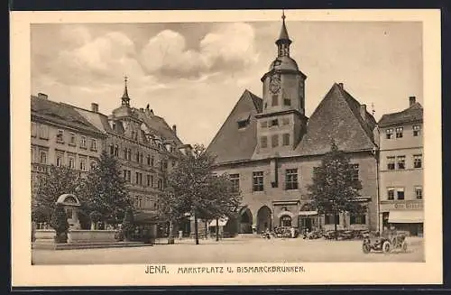 AK Jena, Marktplatz und Bismarckbrunnen