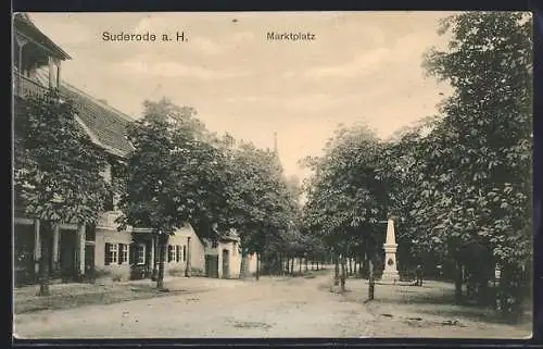 AK Suderode, Marktplatz mit Obelisk