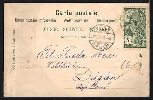 AK Schweiz, Landkarte mit allen Kantonen und Wappen, Um 1900