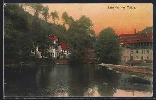 AK Mittweida, Abendstimmung an der Lauenhainer Mühle
