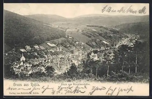 AK Ruhla, Blick von Karolinenhöhe