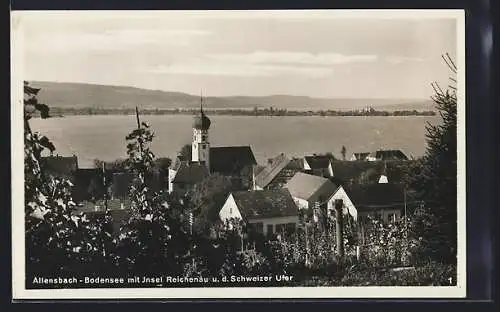 AK Allensbach, Bodensee mit Insel Reichenau und dem Schweizer Ufer