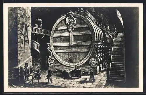 AK Heidelberg, grosses Heidelberger Fass im Schloss