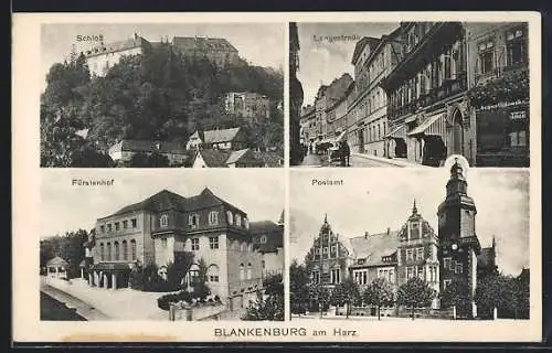 AK Blankenburg / Harz, Hotel Fürstenhof, Postamt, Schloss, Langestrasse
