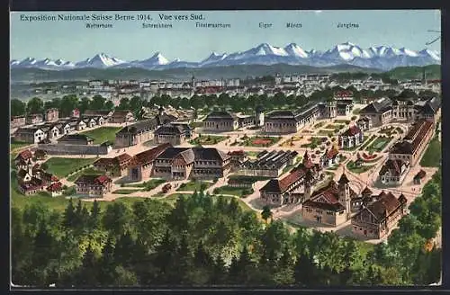 AK Bern, Schweizerische Landesaustellung 1914, Gesamtansicht gegen Süden