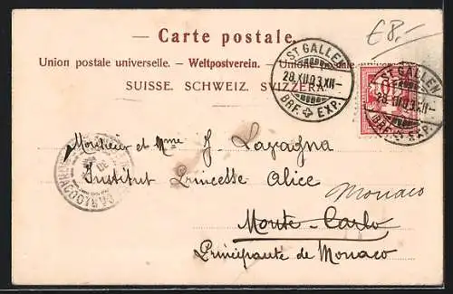 AK St. Gallen, Theaterplatz mit Strassenbahn