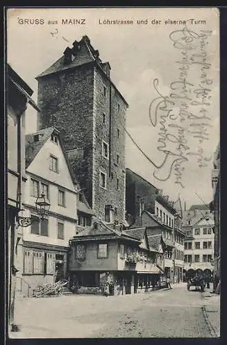 AK Mainz, Löhrstrasse und der eiserne Turm