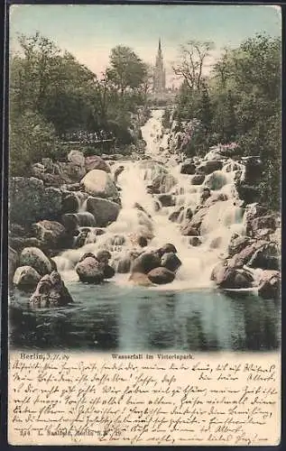 AK Berlin-Kreuzberg, Wasserfall im Victoriapark