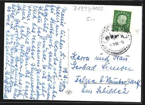 AK Rommelshausen i. R., Gesamtansicht der Ortschaft mit Umgebung