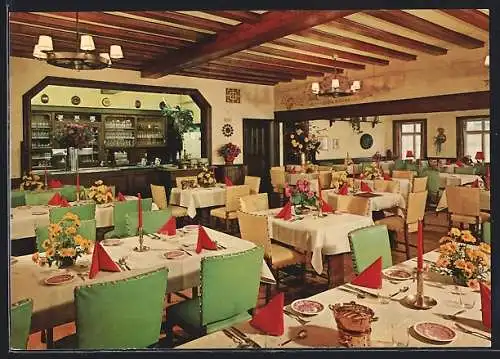 AK Insel Mainau im Bodensee, Gastraum vom Gasthaus Schwedenschenke