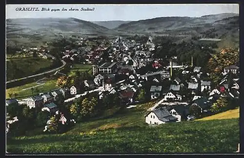 AK Graslitz, Blick gegen den oberen Stadtteil