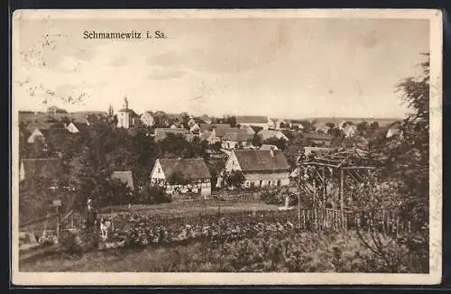 AK Schmannewitz i. Sa., Ortsansicht vom Stadtrand
