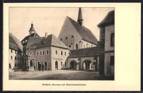 AK Leipzig, Baufachausstellung 1913, Leipzig um 1800, Goldener Brunnen mit Kloster
