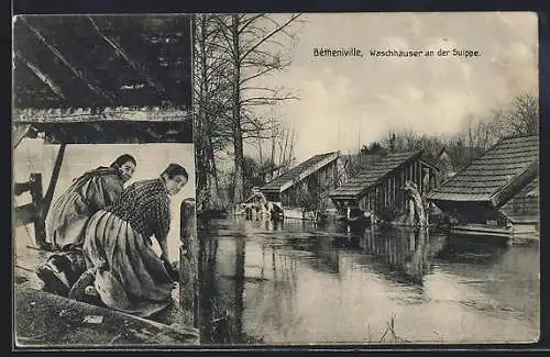 AK Waschhäuser an der Suippe, Waschfrauen