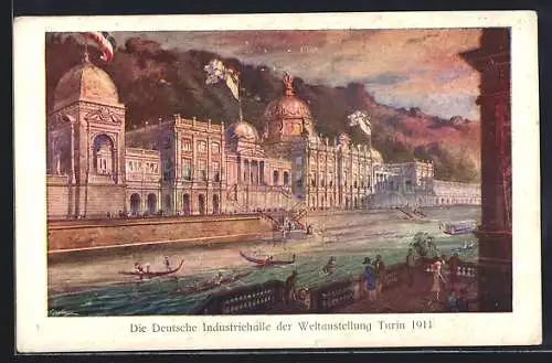 Künstler-AK Turin, Weltausstellung 1911, Deutsche Industriehalle