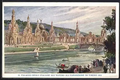AK Torino, Esposizione 1911, Il Palazzo degli Italiani all`Estero