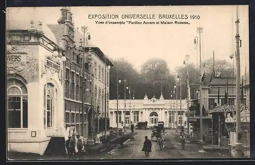 AK Bruxelles, Ausstellung Exposition Universelle 1910, Pavillon Anvers et Maison Rubens